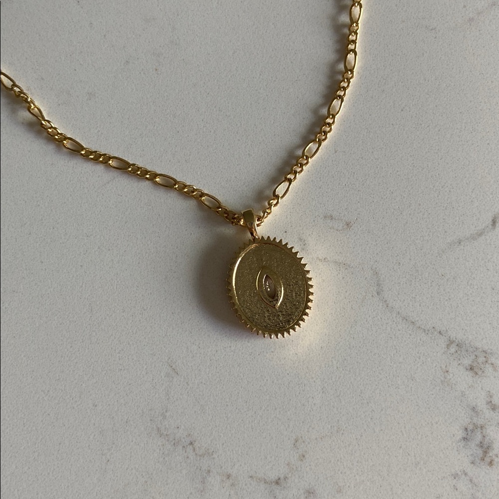 LVC Jewelry โข Yellow Gold Plated Necklace with Evil Eye Charm - Picture 4 of 11